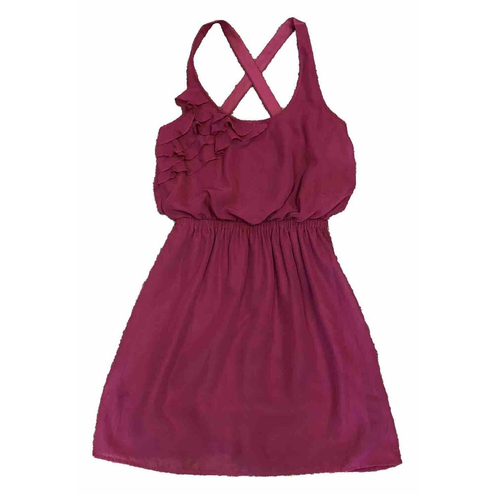 Eyelash Couture Women Tank‎ Top Dress Small Pink Magenta Sleeveless Ruffle